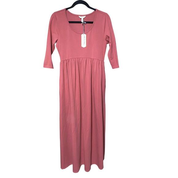 NWT Matilda Jane With Joanna Gaines Maxi Dress Small Burnt Red 3/4 Sleeve - Picture 3 of 8